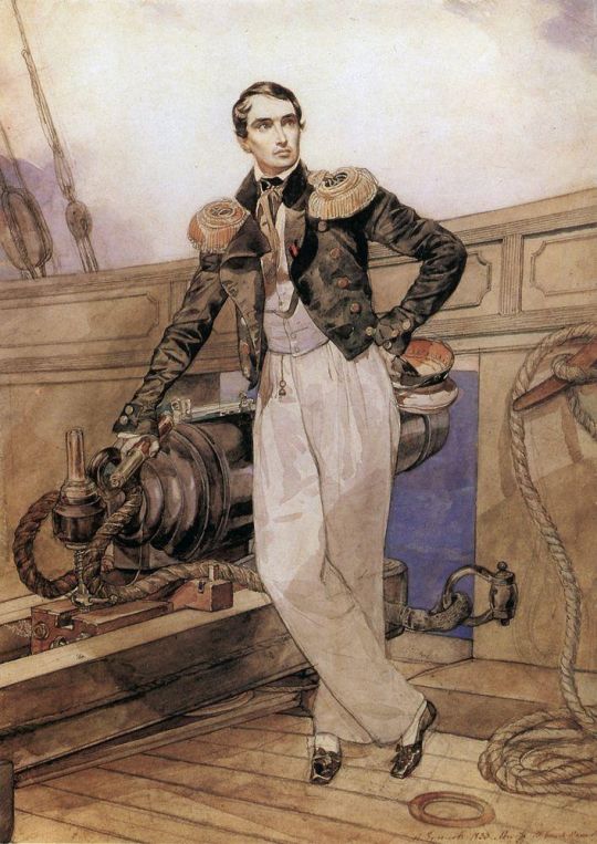 Портрет В.А.Корнилова на борту брига Фемистокл.