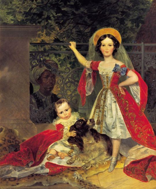 Портрет детей Волконских с арапом.