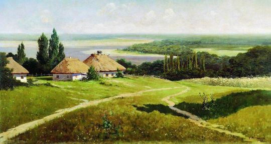 Украинский пейзаж с хатами. 1901