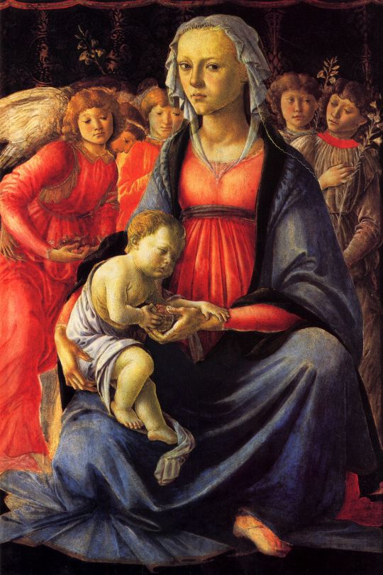 Мадонна с младенцем в окружении пяти ангелов (ок.1470) (40 x 58) (Париж, Лувр)
