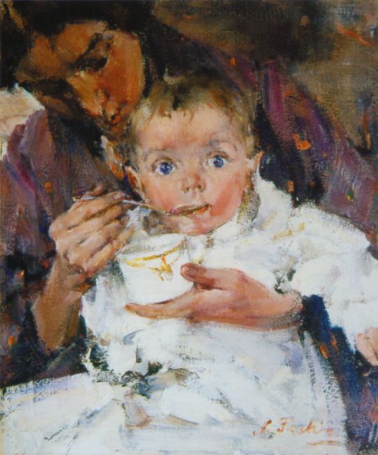 Мать и дитя (Портрет А.Н.Фешиной с дочерью) (1914)