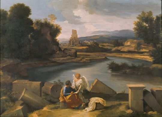 Пейзаж со св.Матфеем и ангелом (ок.1645) (99 х 135) (Берлин, Гос.музей)