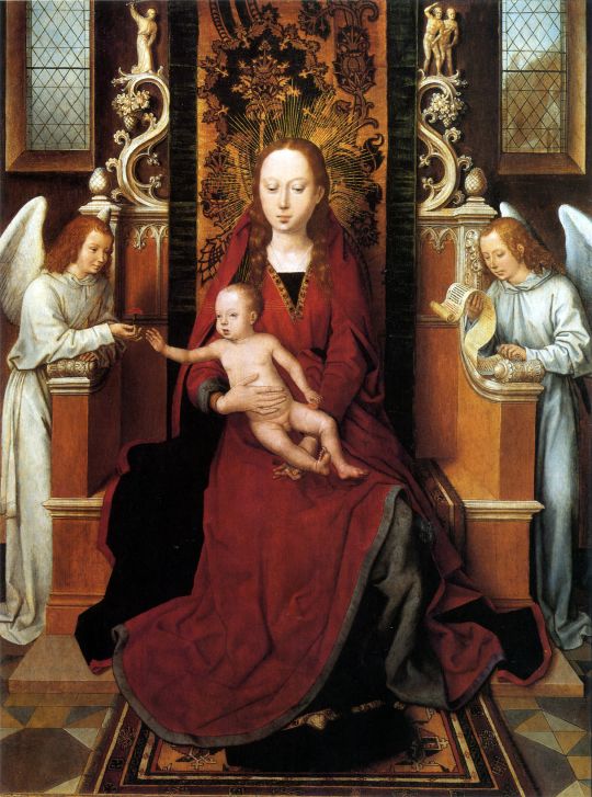 Мадонна с младенцем на троне между двумя ангелами (ок.1485-1490) (68,2 x 51.5) (Великобритания, Монастырь св.Осита)