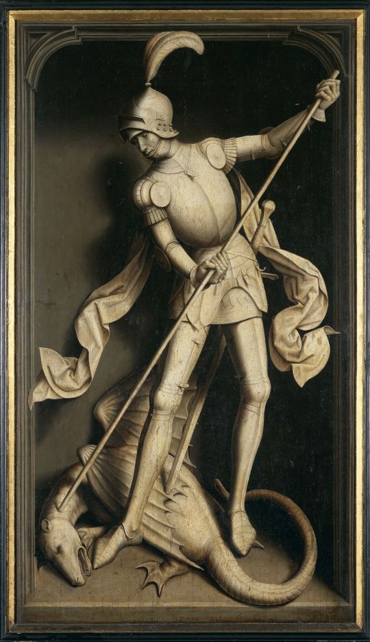 Триптих Виллема Морела (закрыт) (1484) (правая панель - Св.Георгий (141 х 87) (Брюгге, Гос.музей)