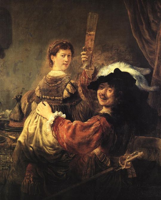 "Автопортрет с Саскией на коленях", Рембрандт