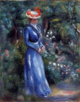 Дама в синем платье в саду Сен-Клу  