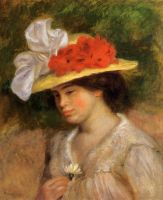 Женщина в шляпке, украшенной цветами