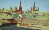 Вид на Москворецкий мост, Кремль и храм Василия Блаженного.