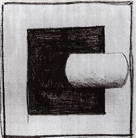 Черный квадрат и белая трубчатая форма