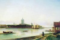 Вид Смольного монастыря с Большой Охты. Начало 1870-х