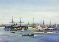 Фрегат Александр Невский и другие корабли под командованием контр-адмирала Лесовского на пути в Америку во время войны 1863–1865 годов