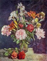 1942 Букет цветов. Пионы, ирисы, лилии. ЧС, М.