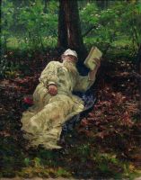 Лев Николаевич Толстой на отдыхе в лесу. 1891
