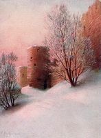 Крепость Копорье зимой. Открытка
