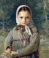 Портрет молодой девушки в платке.