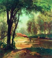 Хаты в лесу. Тишина. 1890