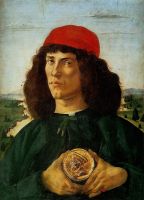 Портрет молодого человека с медальоном Козимо Медичи (1474) (57,5 x 44) (Флоренция, Уффици)