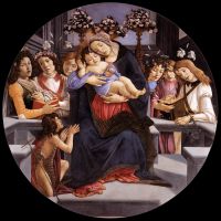 Мадонна с младенцем, шестью ангелами и св.Иоанном Крест. (1488-1490) (Рим, галерея Боргезе)