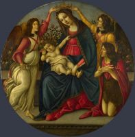 Мадонна с млад., св.Иоанном Крестит. и двумя ангелами (1490-1500) (Лондон, Нац.галерея)