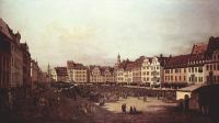 Вид Дрездена, старый рынок со стороны Морского переулка (1751)