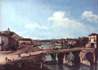 Вид на античный мост на реке По в Турине (1745)