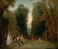 Перспективы (Вид между деревьями в парке Пьера Кроза) (ок.1715) (46.7 x 55.3) (Бостон, Музей изящ.искусств)