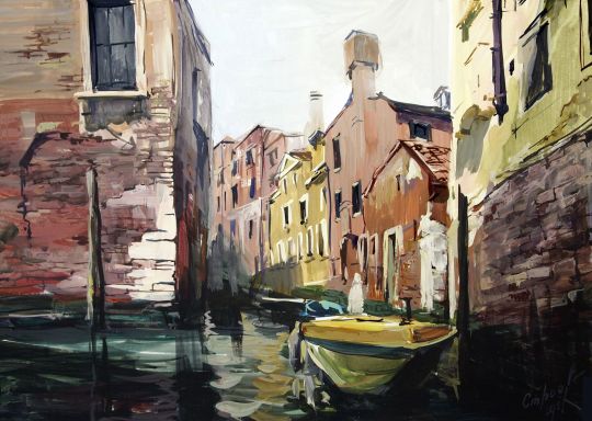 Венеция желтая лодка