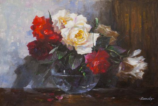 Букет красных и белых роз