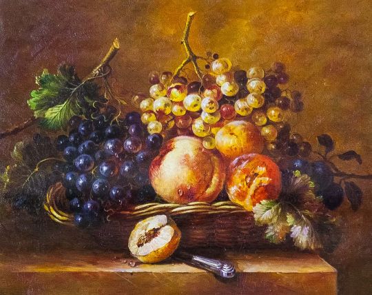 Копия картины Адрианы-Йоханны Хаанен. Натюрморт с фруктами в корзине и ножом