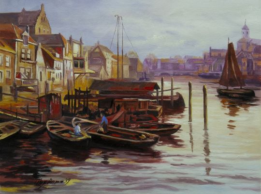 Копия картины Луиса Астона Найта. Старая гавань