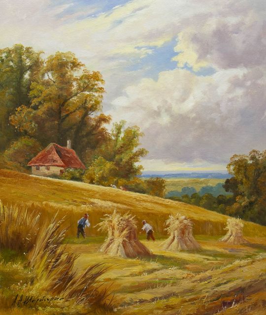 Копия работы Генри Паркера. A Sussex cornfield