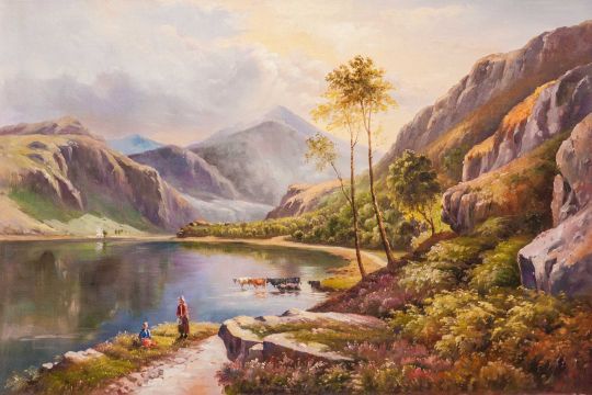 У горного озера. Вольная копия картины Перси Сидни Ричард Llyn-y-Ddinas, North Wales