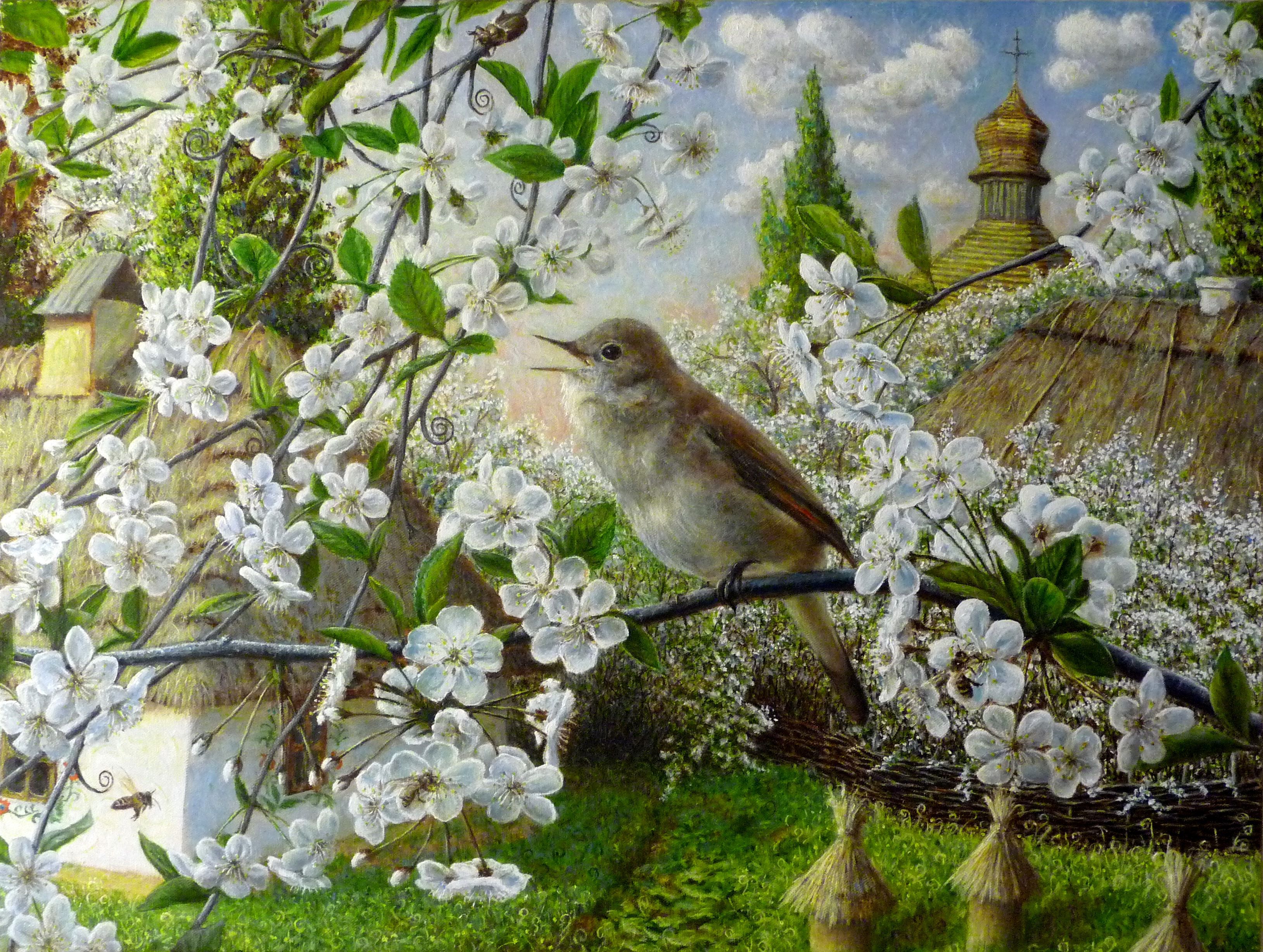 Звонкая птичья трель зазвучала в саду. Алессандро Реми. Реми Алессандро картина Соловей. Алессандро Реми художник.