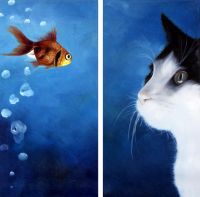 Кот и рыбка.худ.Т.Бруно