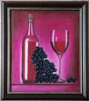 Натюрморт  с виноградом и вином.