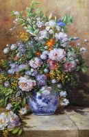 Копия картины Пьера Огюста Ренуара. Натюрморт с большой цветочной вазой