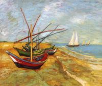 Рыбачьи лодки на берегу в Сен-Марье (копия картины Ван Гога)