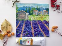 Картина маслом Лаванда Прованса .Поля, цветение, Франция, пейзаж