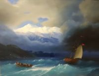 A copy of Aivazovsky's painting "Stormy Sea 1868"
