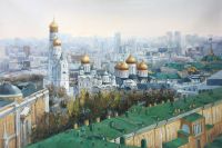 Москва сквозь века. Вид на Соборную площадь Московского Кремля