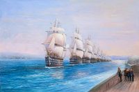 Копия картины Ивана Айвазовского. Смотр Черноморского флота в 1849 году