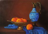 Оранжевое на синем