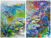 Вольная копия картины Клода Моне. Водяные лилии и агапантус. Диптих