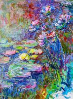 Вольная копия картины Клода Моне. Водяные лилии и агапантус