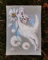 Муркина весна, картина с кошкой на бумаге